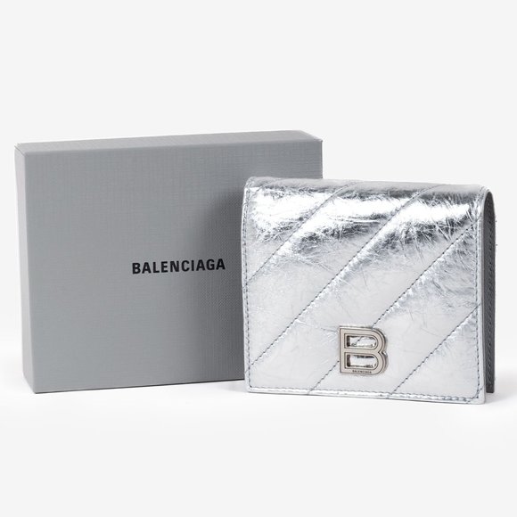 Balenciaga Crush Metallized Quilted Wallet - Picture 1 of 13